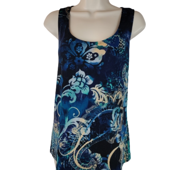 Easywear by chico Womens multicolor blue tank top size 2 chico size L sleeveless - Picture 15 of 16